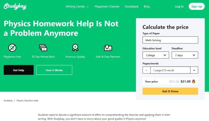 Help With Physics Homework at Studybay