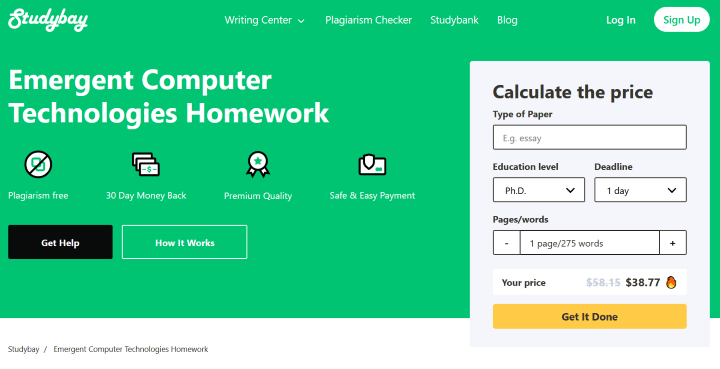 Help for Technology Homework at Studybay